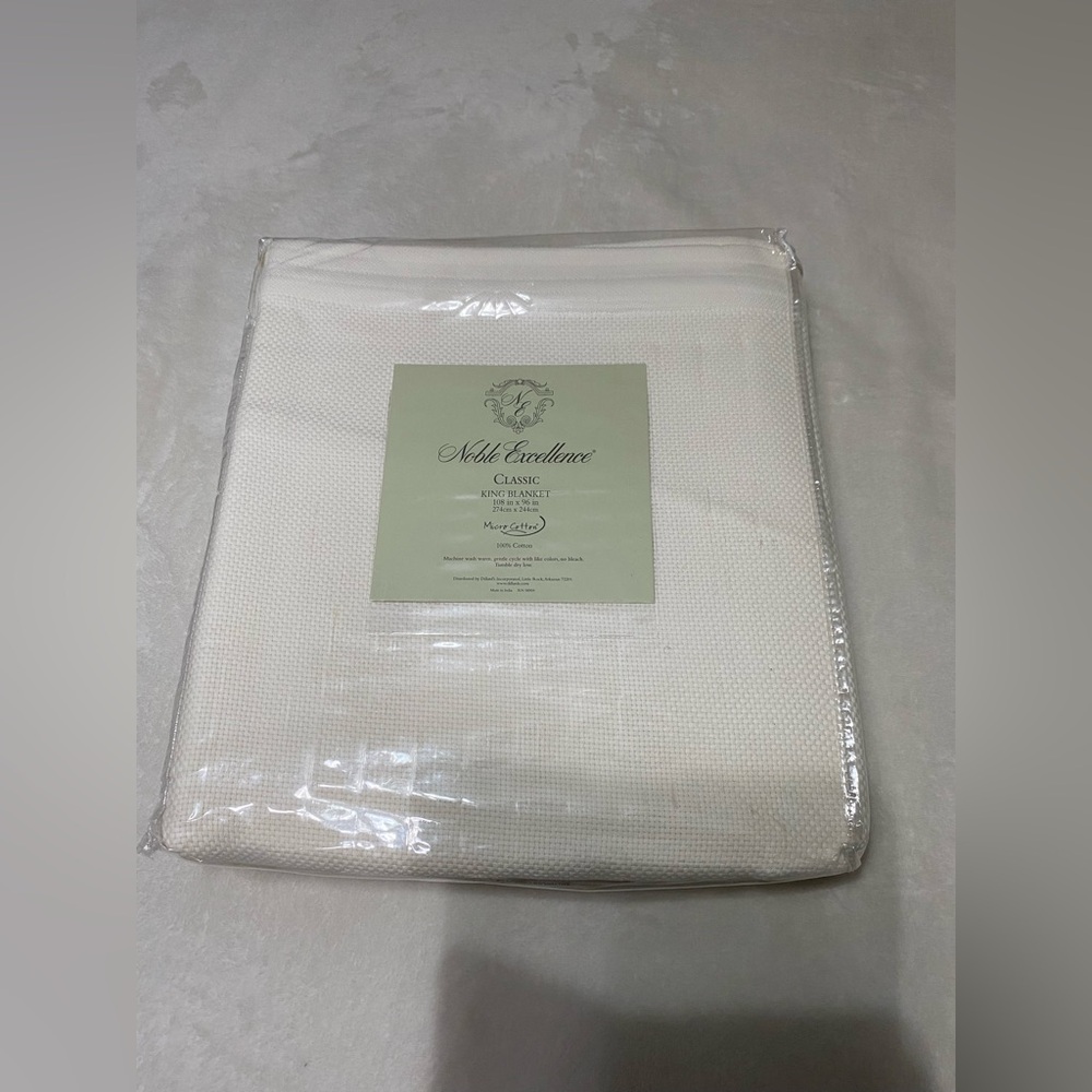 NWT Noble Excellence Classic King Blanket 100% Cotton